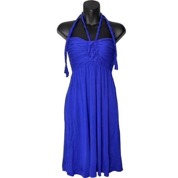 Catwalk Studio Royal Blue Strapless Halter Tie Neck Dress Mini Length Size Small - Picture 8 of 12